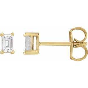 14K Yellow Gold Straight Baguette Lab Diamond Stud Earrings