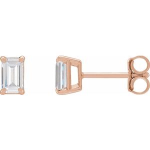 14K Rose Gold Lab Grown Emerald Cut Diamond Earrings