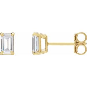 14K Yellow Gold Lab Grown Emerald Cut Diamond Earrings