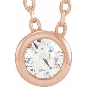 14K Rose Gold Bezel Diamond Necklace