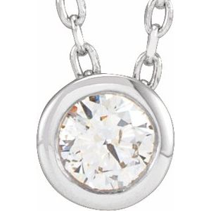 14K White Gold Bezel Diamond Necklace