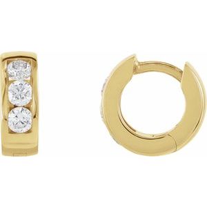 Lab Diamond 14K Yellow Gold Hinged Hoop Earrings