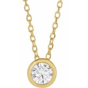 14K Yellow Gold Bezel Diamond Necklace