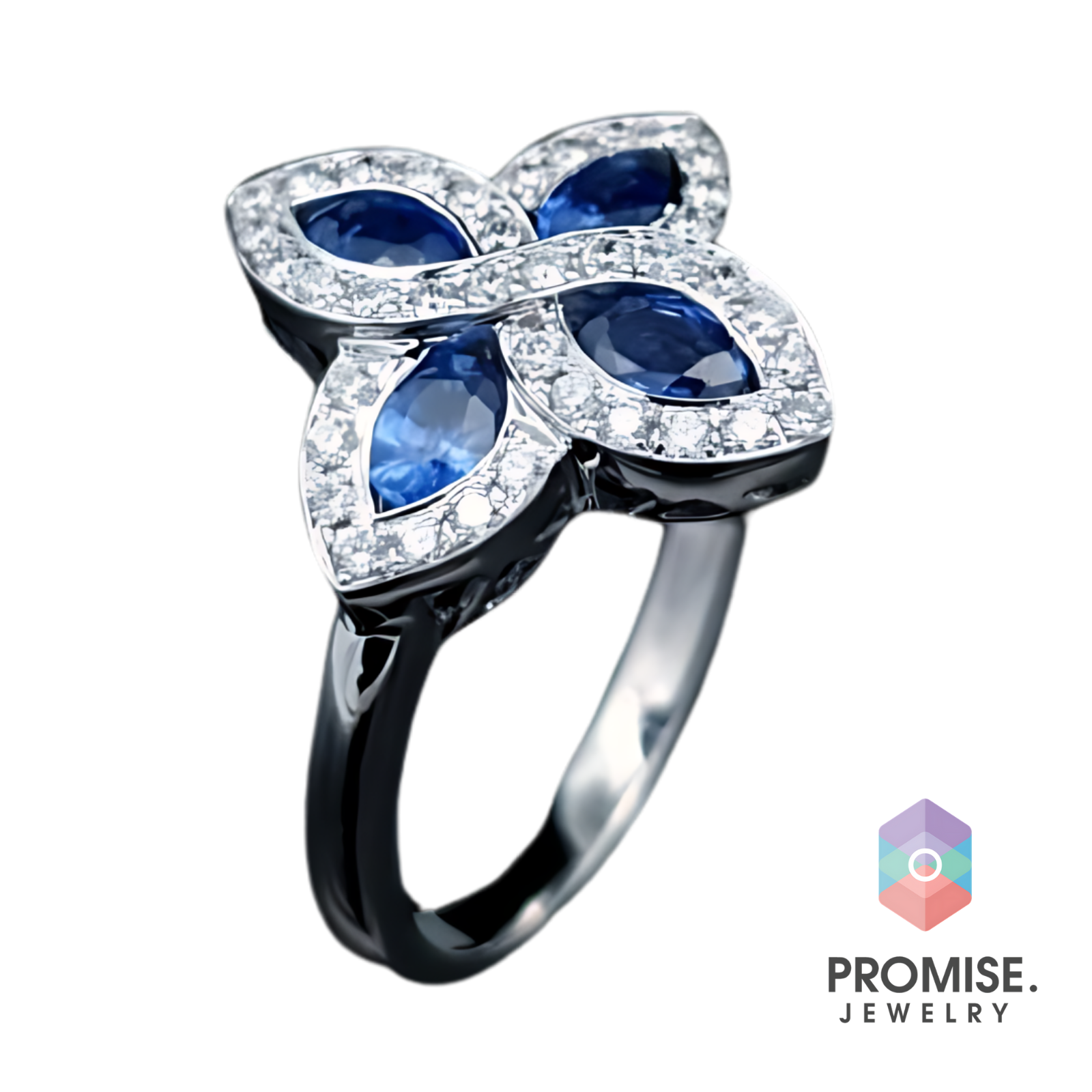 Infinite Petal sapphire and diamond ring in white gold