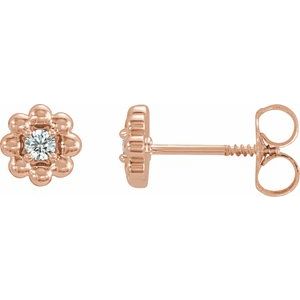 Rose Gold April 0.06 CTW Natural Diamond Petite Flower Birthstone Stud Earrings