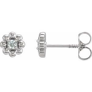 White Gold April 0.06 CTW Natural Diamond Petite Flower Birthstone Stud Earrings