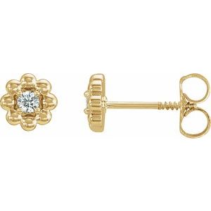 Yellow Gold April 0.06 CTW Natural Diamond Petite Flower Birthstone Stud Earrings