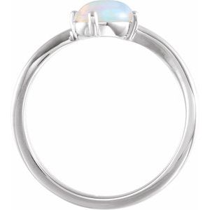 14K white gold Ethiopian opal and diamond bypass ring rear profile