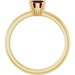 Heart-shaped garnet and diamond ring rear profile in 14K yellow gold