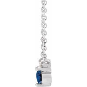 Natural Blue Sapphire and Diamond Necklace side profile in 14K white gold
