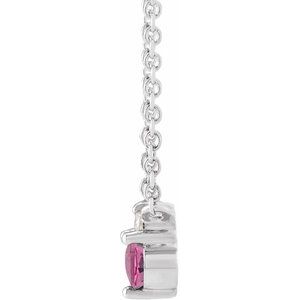 Natural Pink Sapphire and Diamond Necklace side profile in 14K white gold