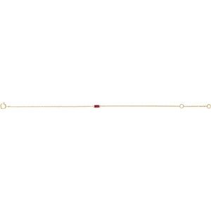 Natural ruby baguette bracelet full view in 14K yellow gold