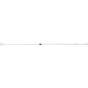 Natural ruby baguette bracelet full view in 14K white gold
