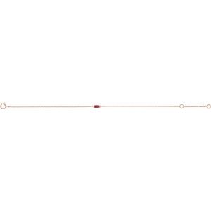 Natural ruby baguette bracelet full view in 14K rose gold