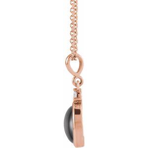 Natural black onyx and diamond cabochon necklace in 14K rose gold, alternate view