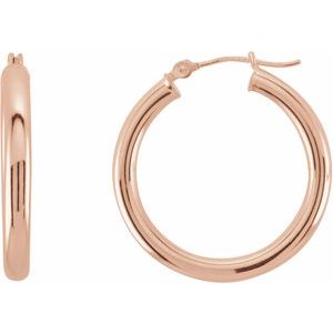 14K Rose Gold Tube 25 mm Hoop Earrings