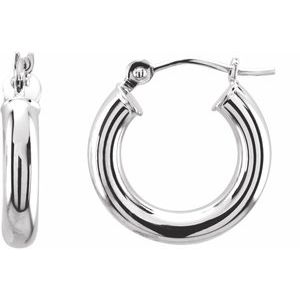 14K White Gold Tube 15 mm Hoop Earrings