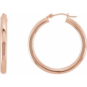 14K Rose Gold Tube 30 mm Hoop Earrings