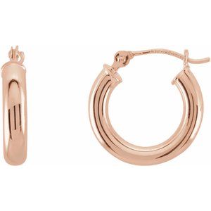 14K Rose Gold Tube 15 mm Hoop Earrings