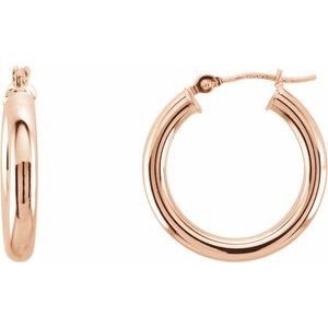 14K Rose Gold Tube 20 mm Hoop Earrings