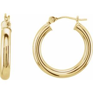 14K Yellow Gold Tube 20 mm Hoop Earrings