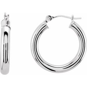 14K White Gold Tube 20 mm Hoop Earrings