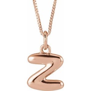14K Rose Gold Bubble Initial Z 18" Necklace