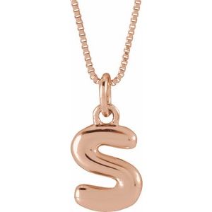14K Rose Gold Bubble Initial S 18" Necklace