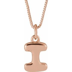 14K Rose Gold Bubble Initial I 18" Necklace