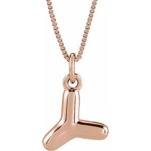 14K Rose Gold Bubble Initial Y 18" Necklace