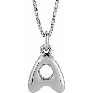 14K White Gold Bubble Initial A 18" Necklace