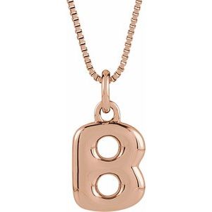 14K Rose Gold Bubble Initial B 18" Necklace
