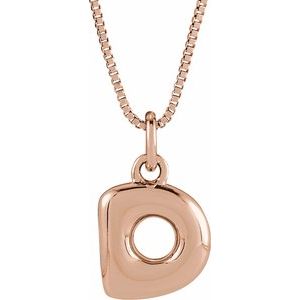 14K Rose Gold Bubble Initial D 18" Necklace