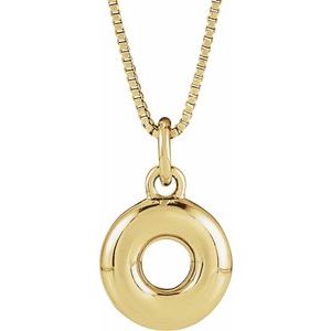 14K Yellow Gold Bubble Initial O 18" Necklace