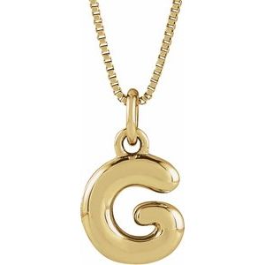 14K Yellow Gold Bubble Initial G 18" Necklace