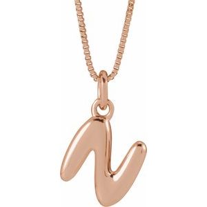 14K Rose Gold Bubble Initial N 18" Necklace