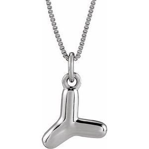 14K White Gold Bubble Initial Y 18" Necklace