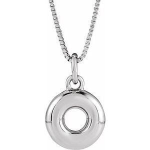 14K White Gold Bubble Initial O 18" Necklace