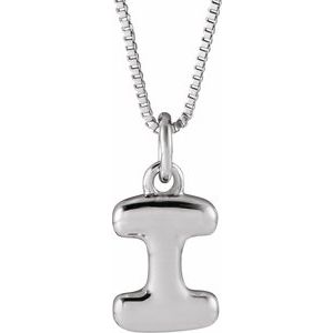 14K White Gold Bubble Initial I 18" Necklace