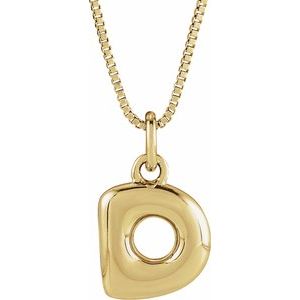 14K Yellow Gold Bubble Initial D 18" Necklace