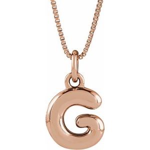 14K Rose Gold Bubble Initial G 18" Necklace