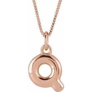 14K Rose Gold Bubble Initial Q 18" Necklace