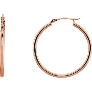 14K Rose Gold Tube 30 mm Hoop Earrings