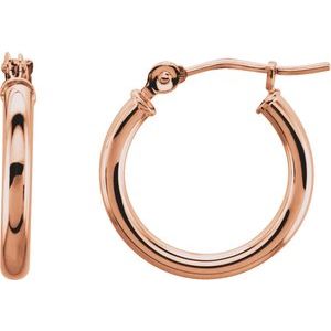 14K Rose Gold Tube 15 mm Hoop Earrings