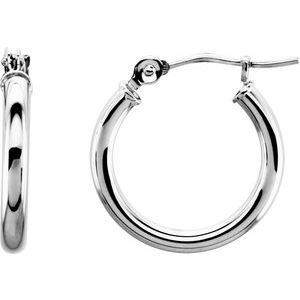 14K White Gold Tube 15 mm Hoop Earrings
