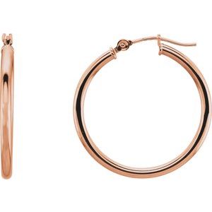 14K Rose Gold Tube 25 mm Hoop Earrings