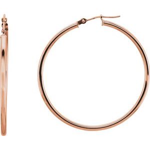 14K Rose Gold Tube 40 mm Hoop Earrings