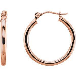 14K Rose Gold Tube 20 mm Hoop Earrings