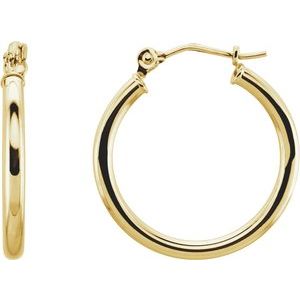 14K Yellow Gold Tube 20 mm Hoop Earrings