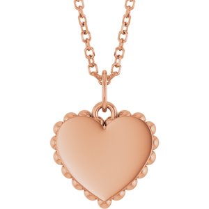 14K Rose Gold Engravable Heart 16-18" Necklace